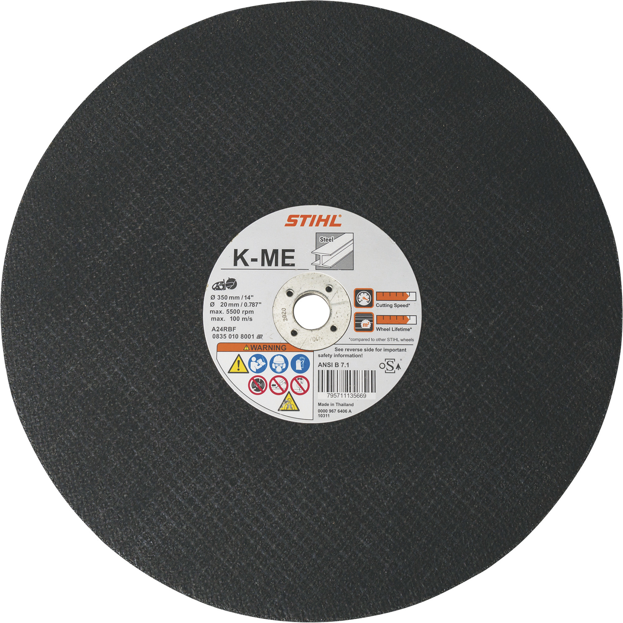 STIHL Abrasive Metal Cutting Wheel, 14in. dia., 20mm, 1in. Arbor
